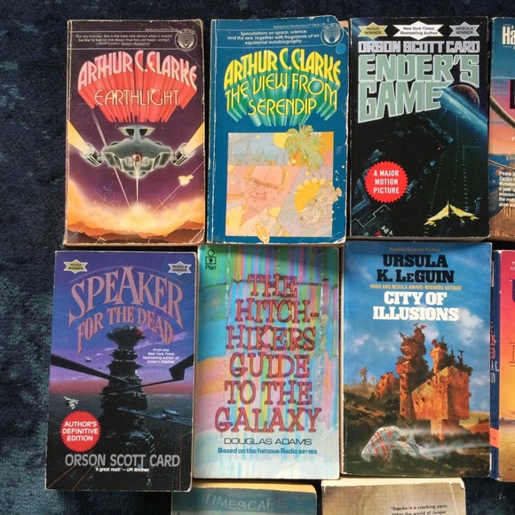 Large Lot of  10 Science Fiction Paperbacks TurtleDove Clarke LeGuin Scott Card - Picture 4 of 4